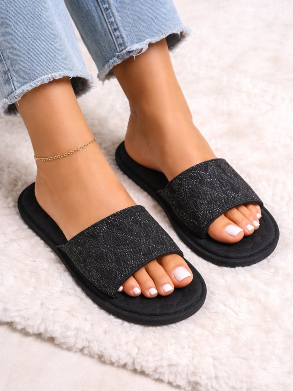 Michael Kors Black Quilted Slides
